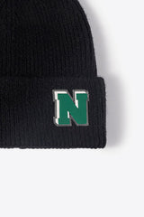 Letter N Patch Cuffed Knit Beanie king-general-store-5710.myshopify.com