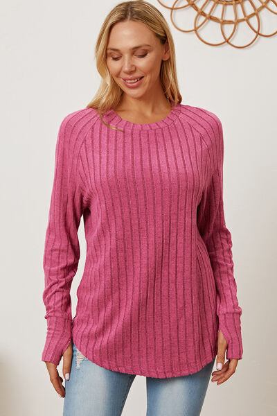 Basic Bae Full Size Ribbed Thumbhole Sleeve T-Shirt king-general-store-5710.myshopify.com