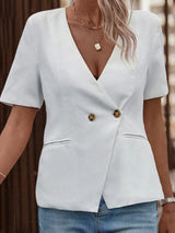 Two-Button Short Sleeve Pocket Blazer king-general-store-5710.myshopify.com