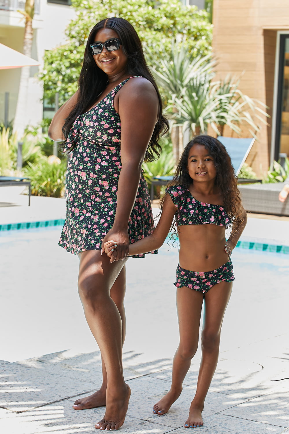 Marina West Swim Clear Waters Two-Piece Swim Set in Black Roses king-general-store-5710.myshopify.com