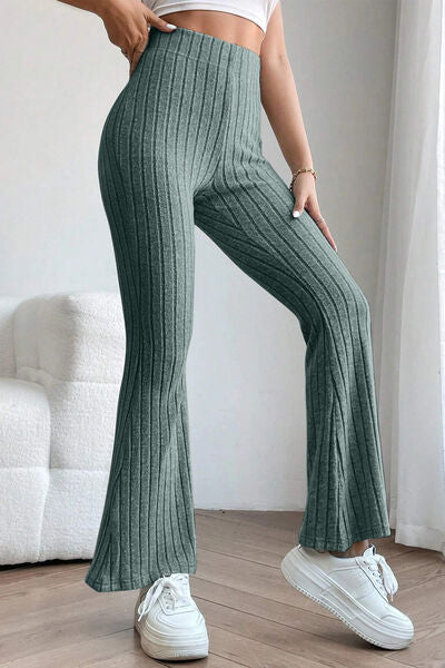 Basic Bae Full Size Ribbed High Waist Flare Pants king-general-store-5710.myshopify.com