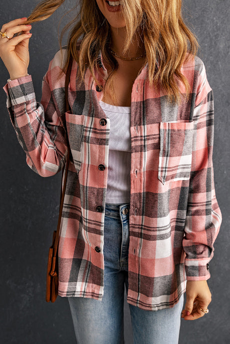 Plaid Dropped Shoulder Longline Shirt king-general-store-5710.myshopify.com