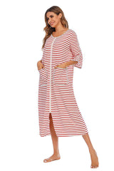 Round Neck Three-Quarter Sleeve Midi Night Dress king-general-store-5710.myshopify.com