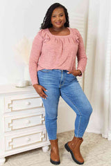 Double Take Square Neck Ruffle Shoulder Long Sleeve T-Shirt king-general-store-5710.myshopify.com