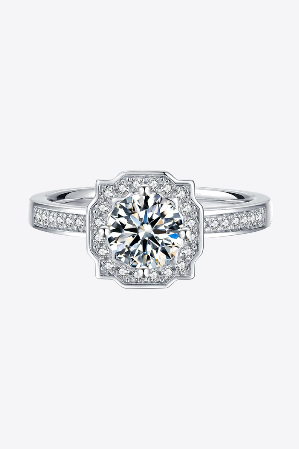 1 Carat Moissanite 925 Sterling Silver Halo Ring - Kings Crown Jewel Boutique