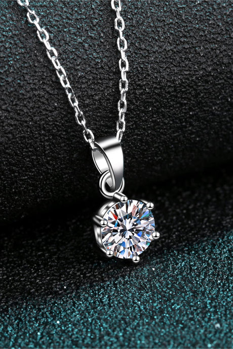 1 Carat Moissanite 925 Sterling Silver Necklace - Kings Crown Jewel Boutique