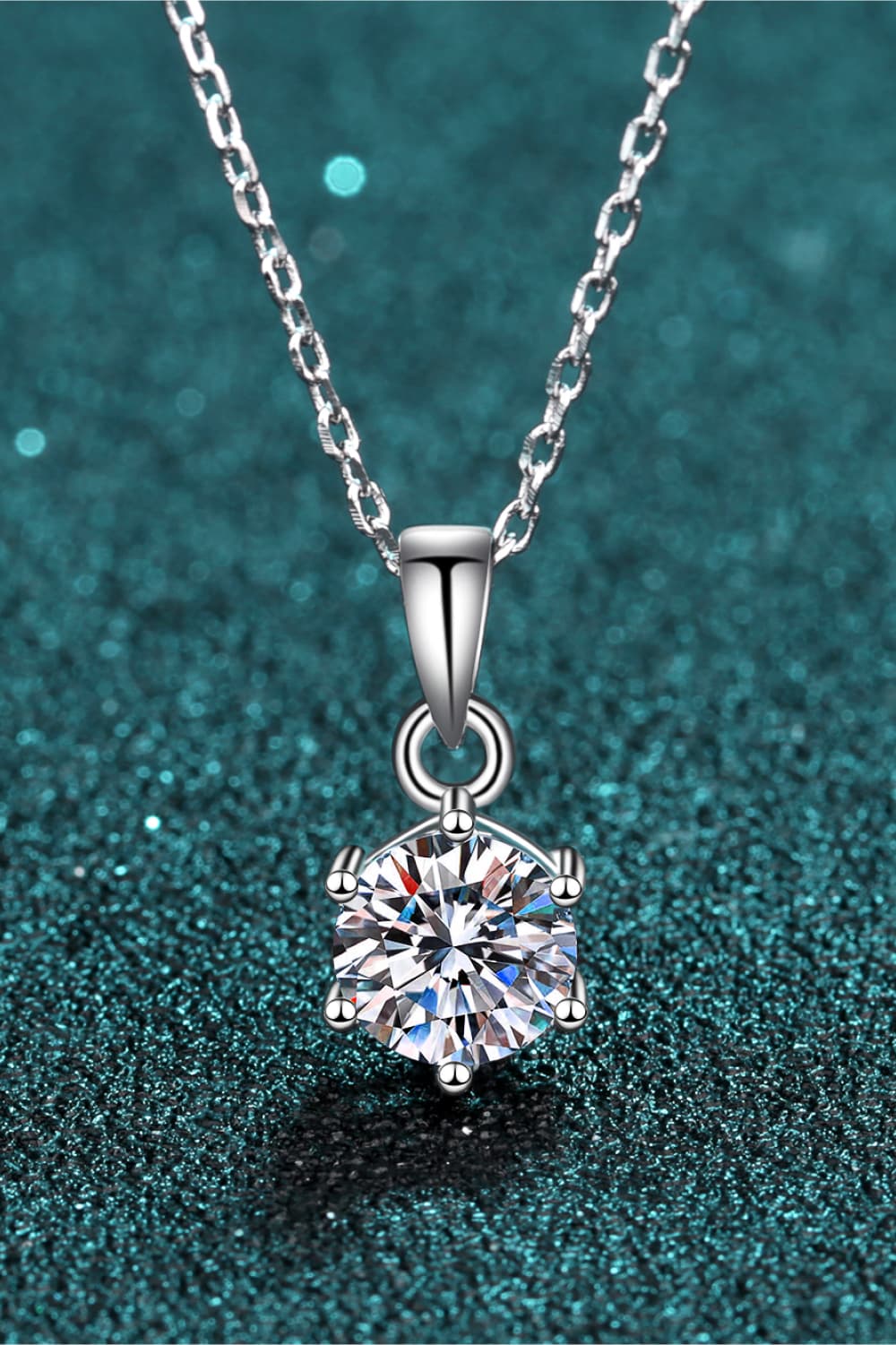 1 Carat Moissanite 925 Sterling Silver Necklace - Kings Crown Jewel Boutique