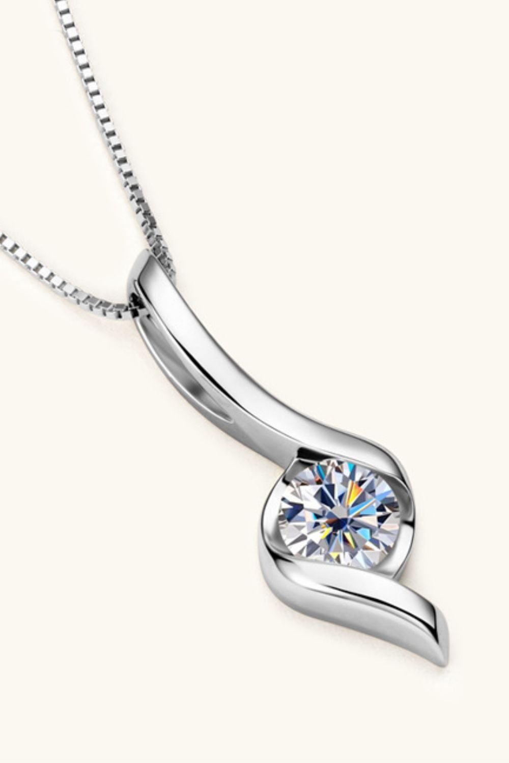 1 Carat Moissanite 925 Sterling Silver Necklace - Kings Crown Jewel Boutique