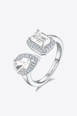 1 Carat Moissanite 925 Sterling Silver Open Ring - Kings Crown Jewel Boutique