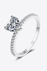 1 Carat Moissanite Heart Side Stone Ring - Kings Crown Jewel Boutique
