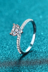 1 Carat Moissanite Heart Side Stone Ring - Kings Crown Jewel Boutique