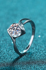 1 Carat Moissanite Rhodium-Plated Solitaire Ring - Kings Crown Jewel Boutique