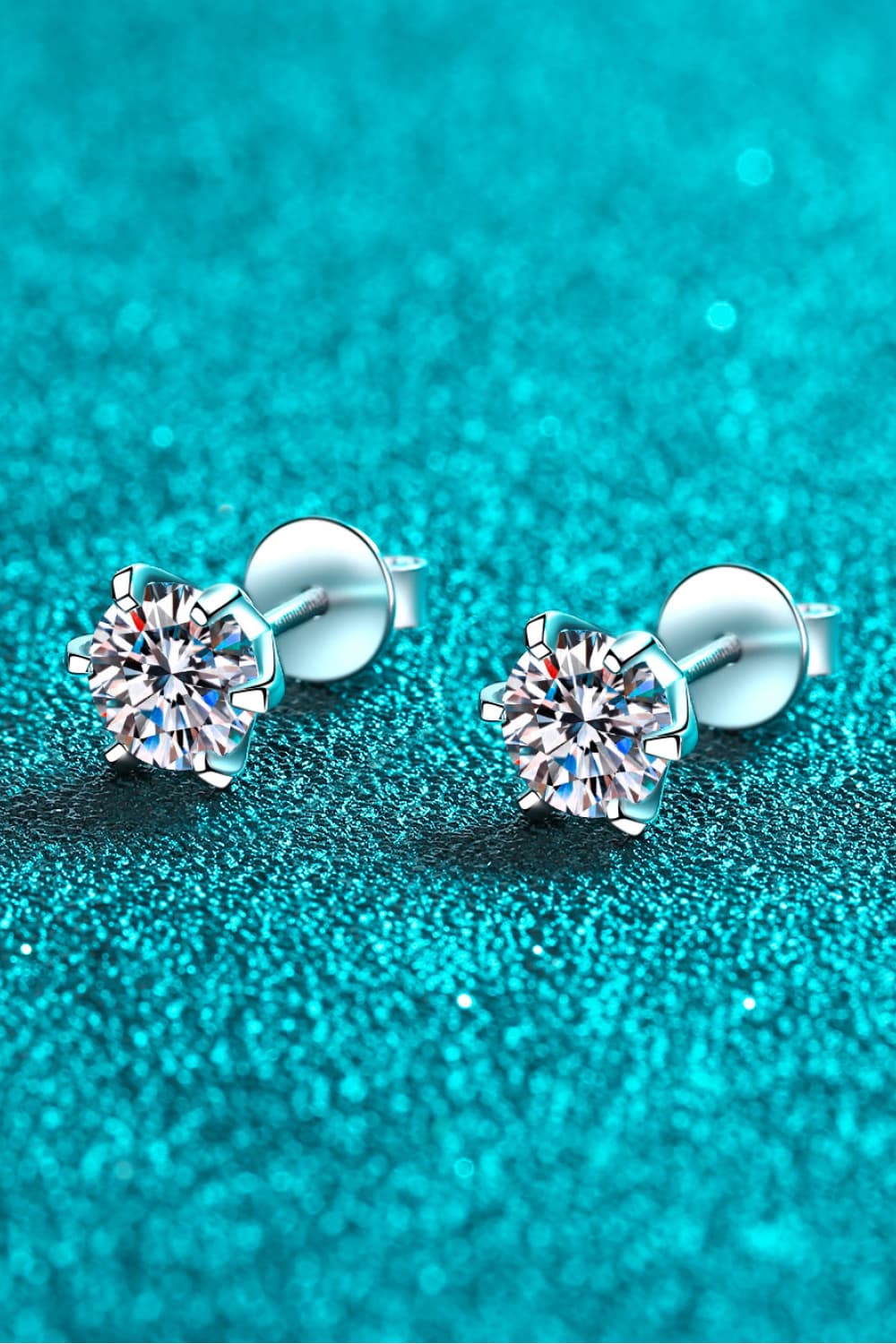 1 Carat Moissanite Rhodium-Plated Stud Earrings - Kings Crown Jewel Boutique