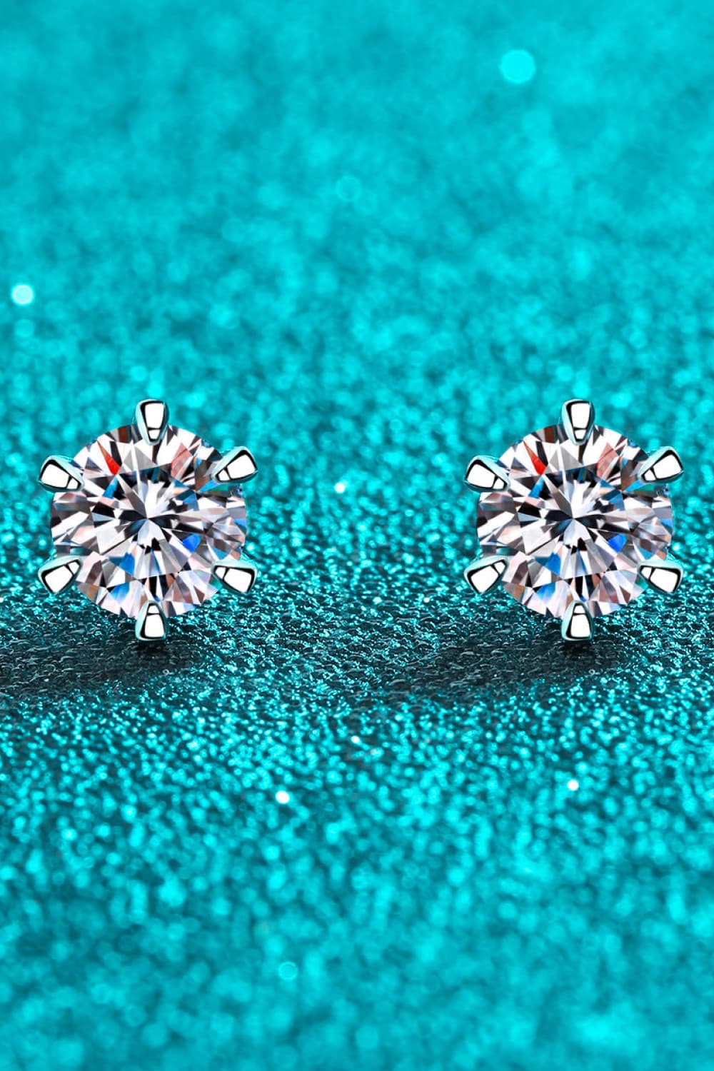 1 Carat Moissanite Rhodium-Plated Stud Earrings - Kings Crown Jewel Boutique