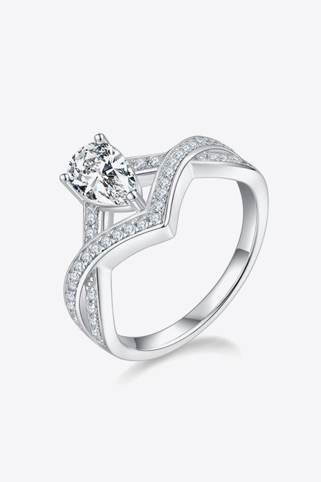 1 Carat Moissanite Teardrop 925 Sterling Silver Ring - Kings Crown Jewel Boutique