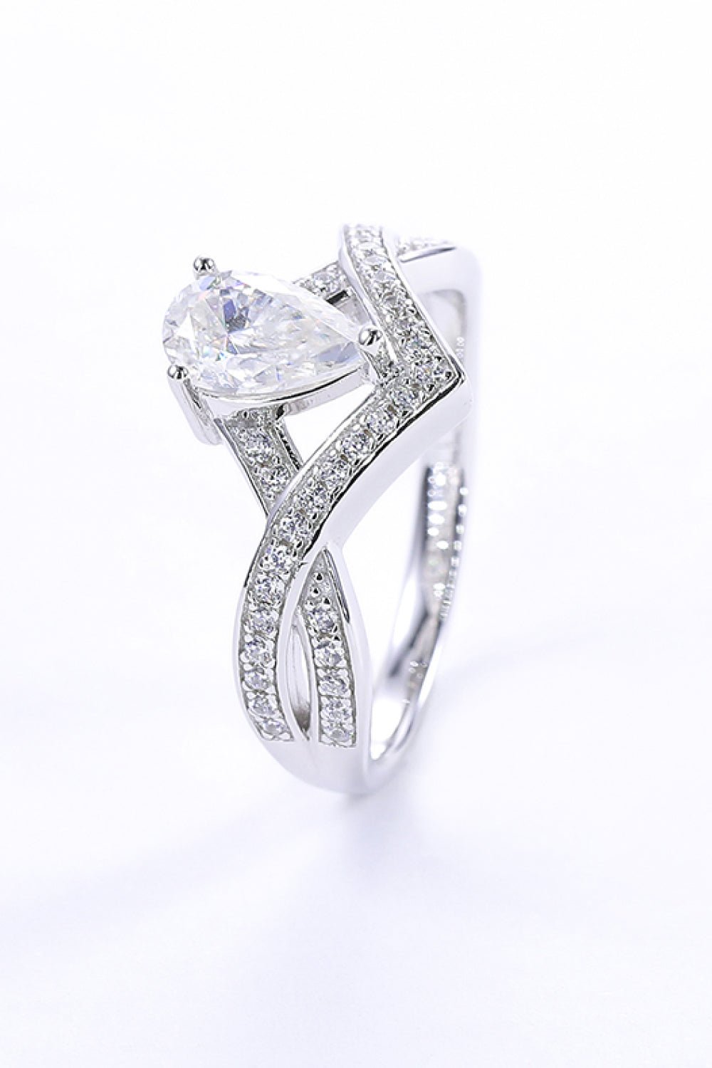 1 Carat Moissanite Teardrop 925 Sterling Silver Ring - Kings Crown Jewel Boutique