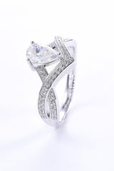 1 Carat Moissanite Teardrop 925 Sterling Silver Ring - Kings Crown Jewel Boutique