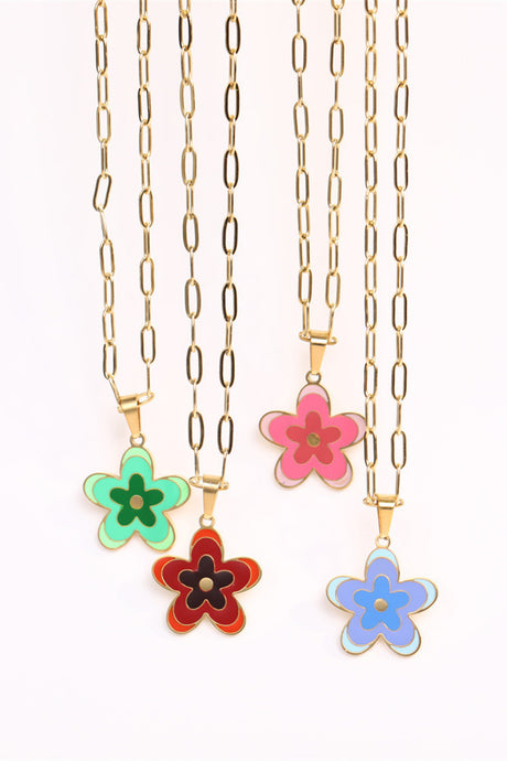 Flower Pendant Stainless Steel Necklace king-general-store-5710.myshopify.com
