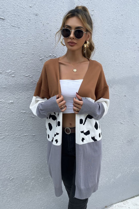 Leopard Color Block Cardigan king-general-store-5710.myshopify.com