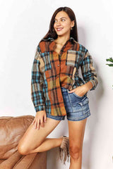 Double Take Plaid Curved Hem Shirt Jacket with Breast Pockets king-general-store-5710.myshopify.com