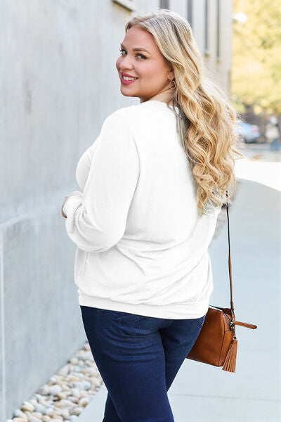 Basic Bae Full Size V-Neck Lantern Sleeve Blouse king-general-store-5710.myshopify.com