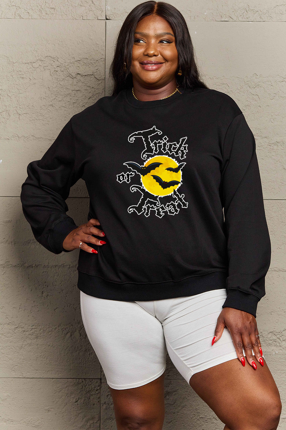 Simply Love Full Size TRICK OR TREAT Graphic Sweatshirt king-general-store-5710.myshopify.com