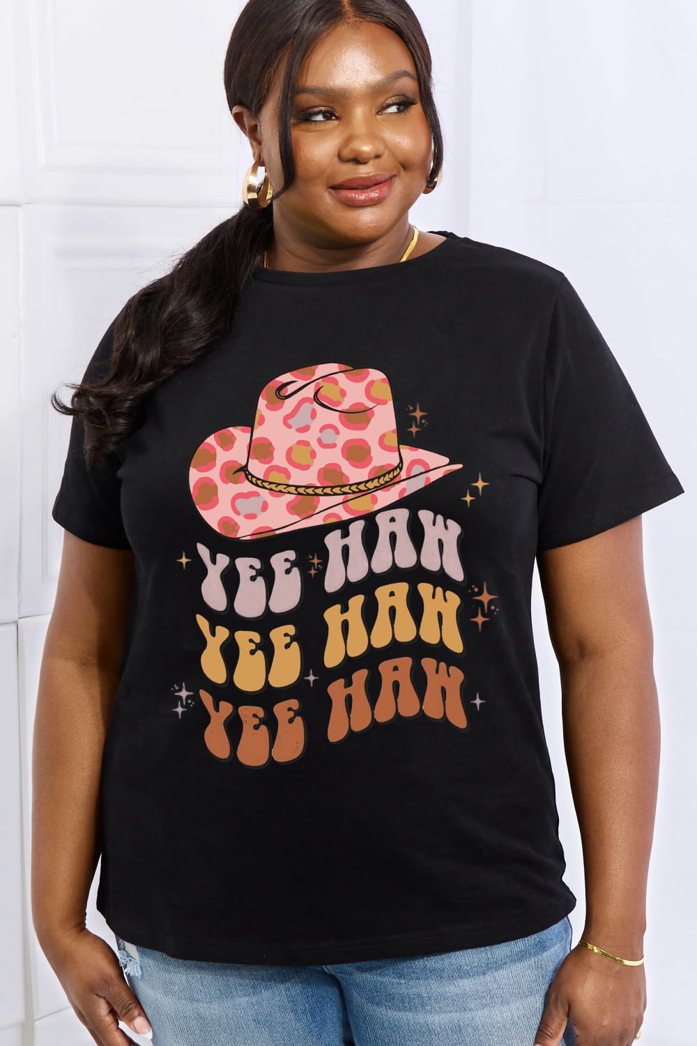 Simply Love Full Size YEE HAH YEE HAH YEE HAH Graphic Cotton Tee king-general-store-5710.myshopify.com