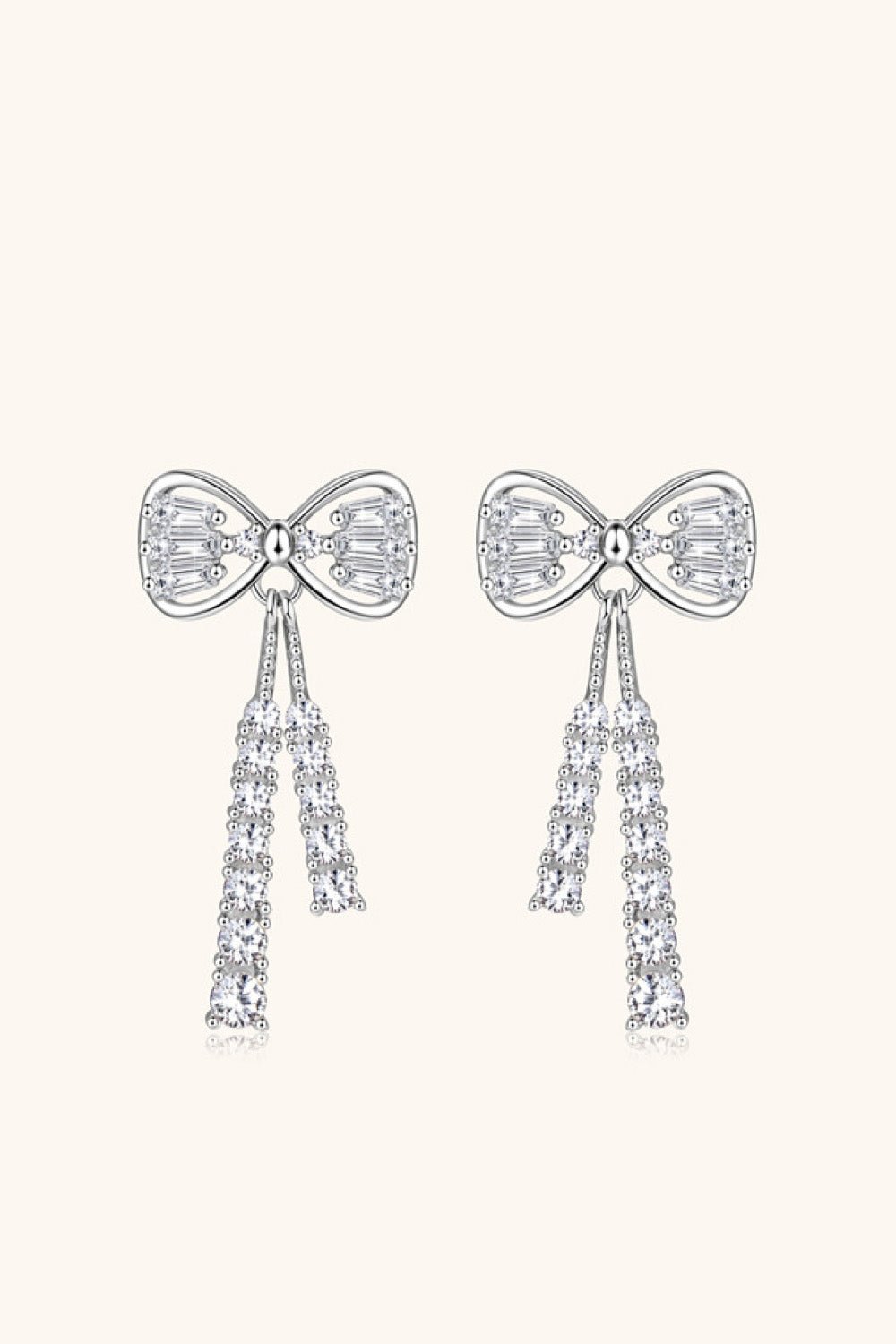 1.12 Carat Moissanite 925 Sterling Silver Bow Earrings - Kings Crown Jewel Boutique