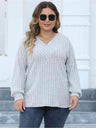 Plus Size Ribbed V-Neck Long Sleeve Top king-general-store-5710.myshopify.com