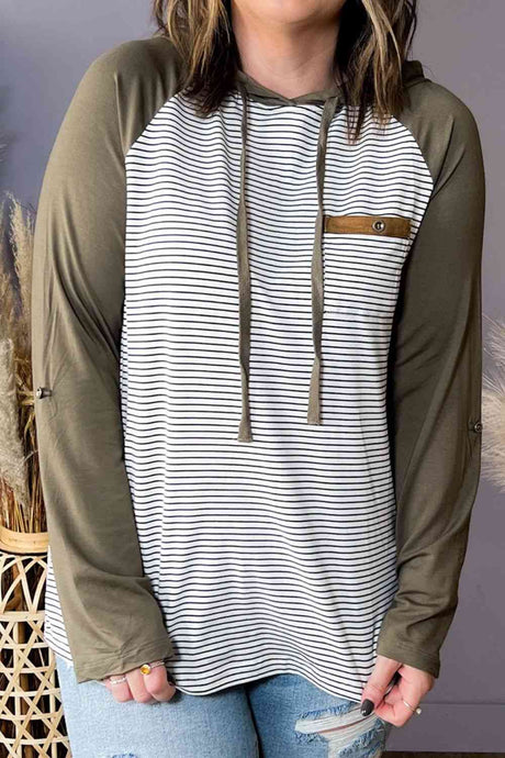 Plus Size Striped Long Sleeve Hoodie king-general-store-5710.myshopify.com