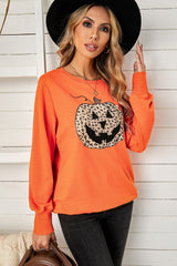 Leopard Jack-O-Lantern Sweatshirt king-general-store-5710.myshopify.com