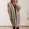 Cable-Knit Open Front Dropped Shoulder Cardigan king-general-store-5710.myshopify.com