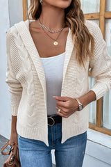 Cable-Knit Dropped Shoulder Hooded Cardigan king-general-store-5710.myshopify.com