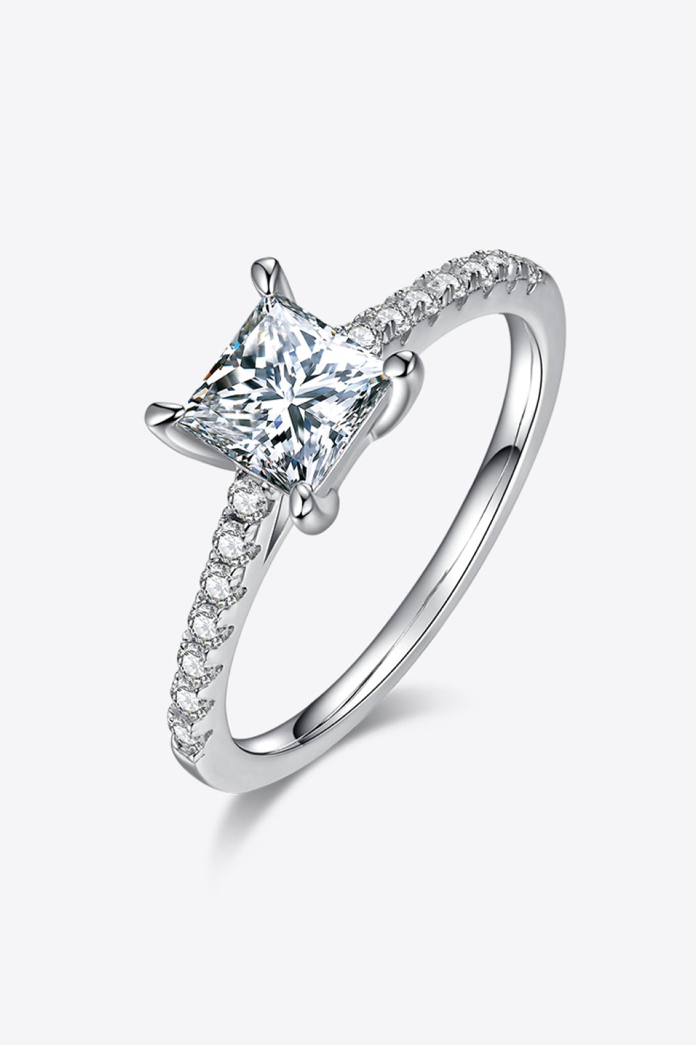 1.21 Carat Moissanite 925 Sterling Silver Side Stone Ring - Kings Crown Jewel Boutique