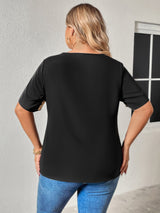 Plus Size Chain Detail V-Neck Raglan Sleeve Blouse king-general-store-5710.myshopify.com