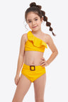 Ruffled One-Shoulder Buckle Detail Two-Piece Swim Set king-general-store-5710.myshopify.com