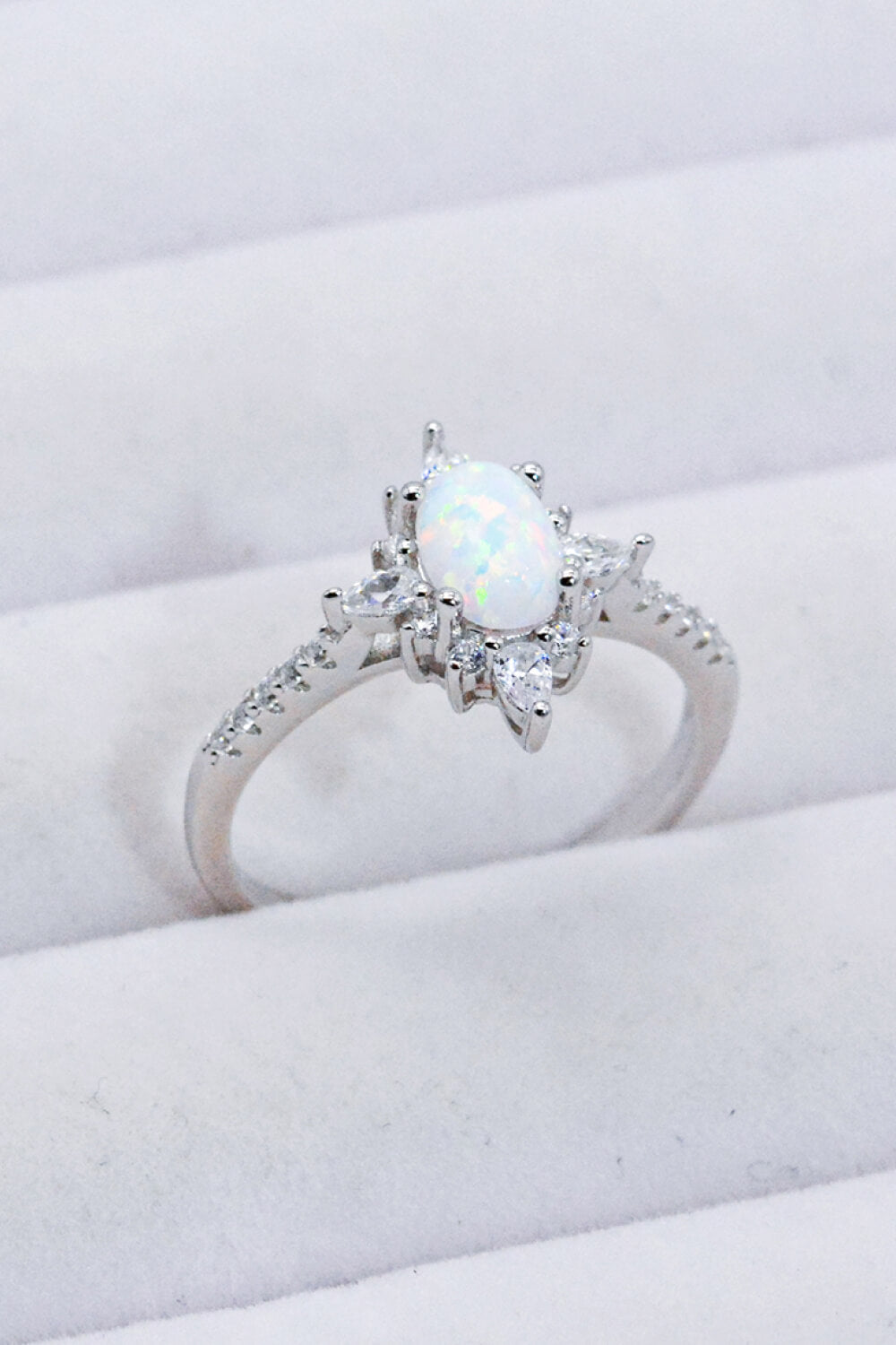 Platinum-Plated Opal and Zircon Ring king-general-store-5710.myshopify.com
