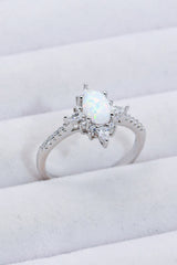 Platinum-Plated Opal and Zircon Ring king-general-store-5710.myshopify.com