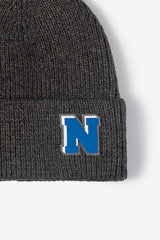 Letter N Patch Cuffed Knit Beanie king-general-store-5710.myshopify.com