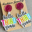 HELLO SECOND GRADE Acrylic Dangle Earrings king-general-store-5710.myshopify.com