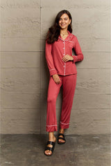 Ninexis Buttoned Collared Neck Top and Pants Pajama Set king-general-store-5710.myshopify.com