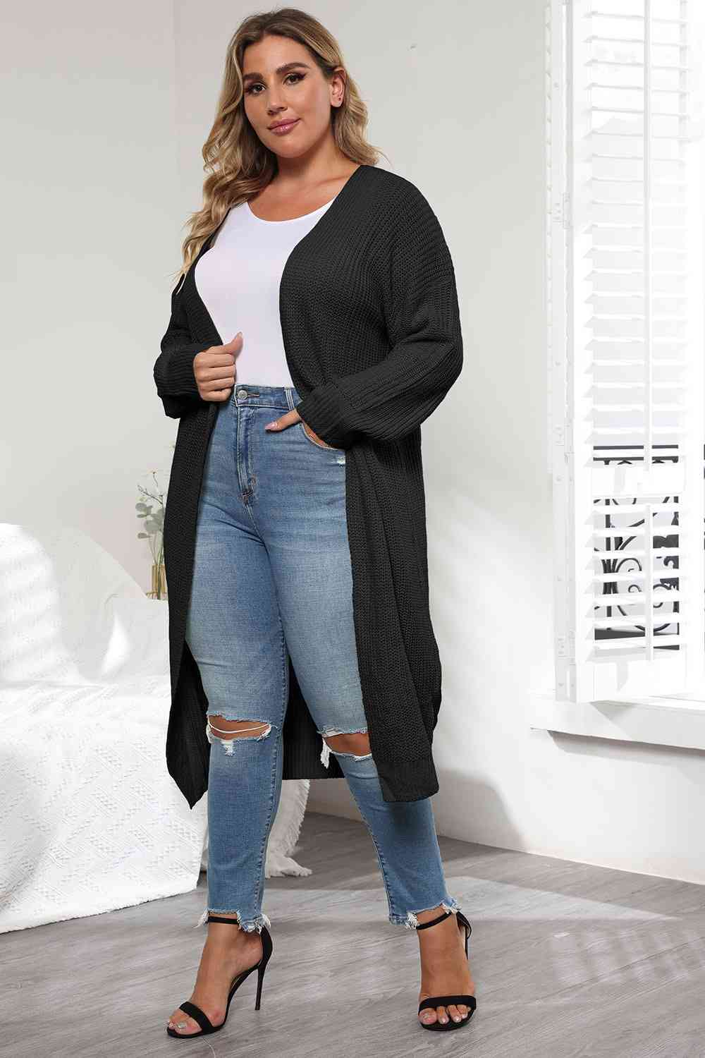 Plus Size Open Front Long Sleeve Cardigan king-general-store-5710.myshopify.com