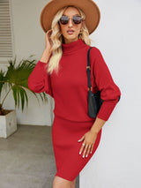 Turtle Neck Long Sleeve Ribbed Sweater Dress king-general-store-5710.myshopify.com