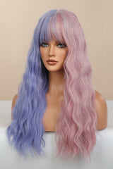 13*1" Full-Machine Wigs Synthetic Long Wave 26" in Blue/Pink Split Dye - Kings Crown Jewel Boutique