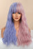 13*1" Full-Machine Wigs Synthetic Long Wave 26" in Blue/Pink Split Dye - Kings Crown Jewel Boutique