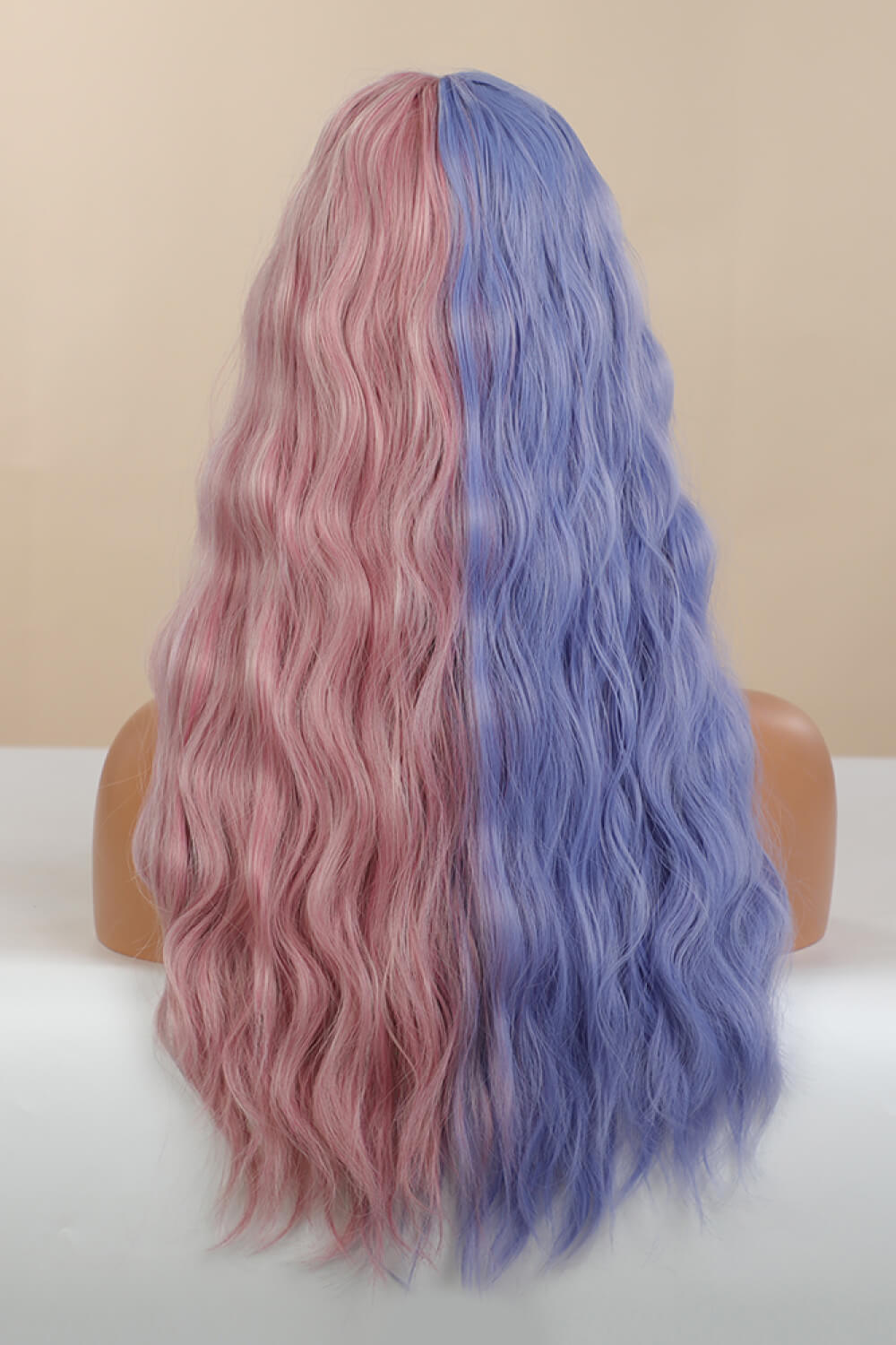 13*1" Full-Machine Wigs Synthetic Long Wave 26" in Blue/Pink Split Dye - Kings Crown Jewel Boutique