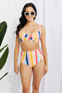 Marina West Swim Take A Dip Twist High-Rise Bikini in Stripe king-general-store-5710.myshopify.com