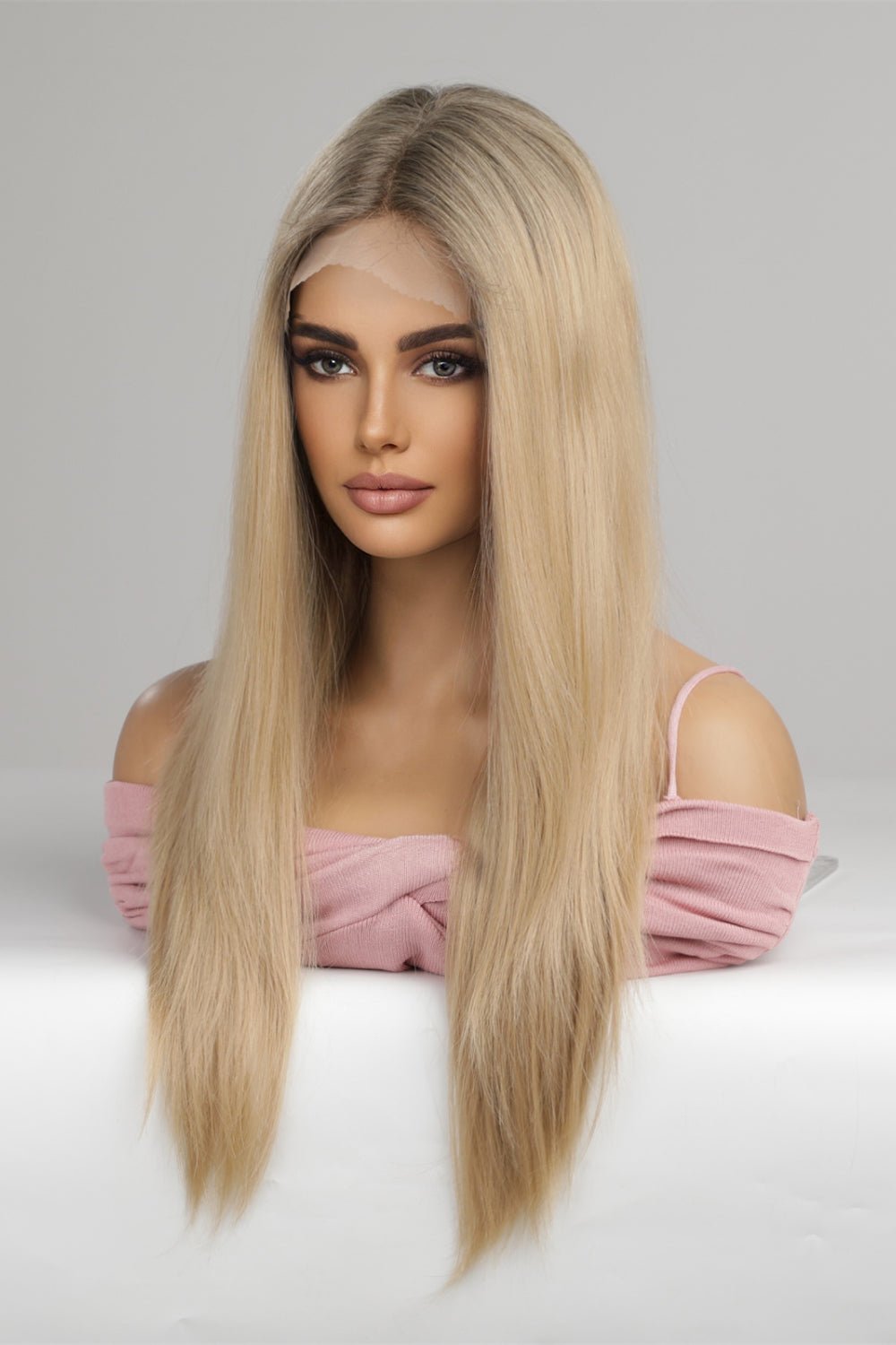 13*2" Lace Front Wigs Synthetic Long Straight 24'' 150% Density - Kings Crown Jewel Boutique