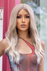 13*2" Lace Front Wigs Synthetic Long Wave 24" 150% Density in Medium Blonde Highlights - Kings Crown Jewel Boutique