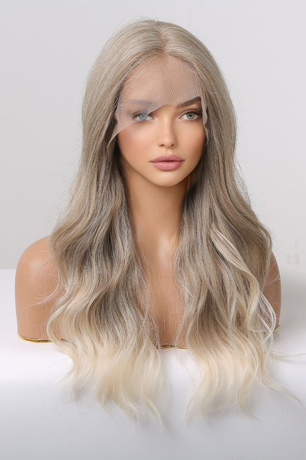 13*2" Lace Front Wigs Synthetic Long Wave 24" 150% Density in Medium Blonde Highlights - Kings Crown Jewel Boutique